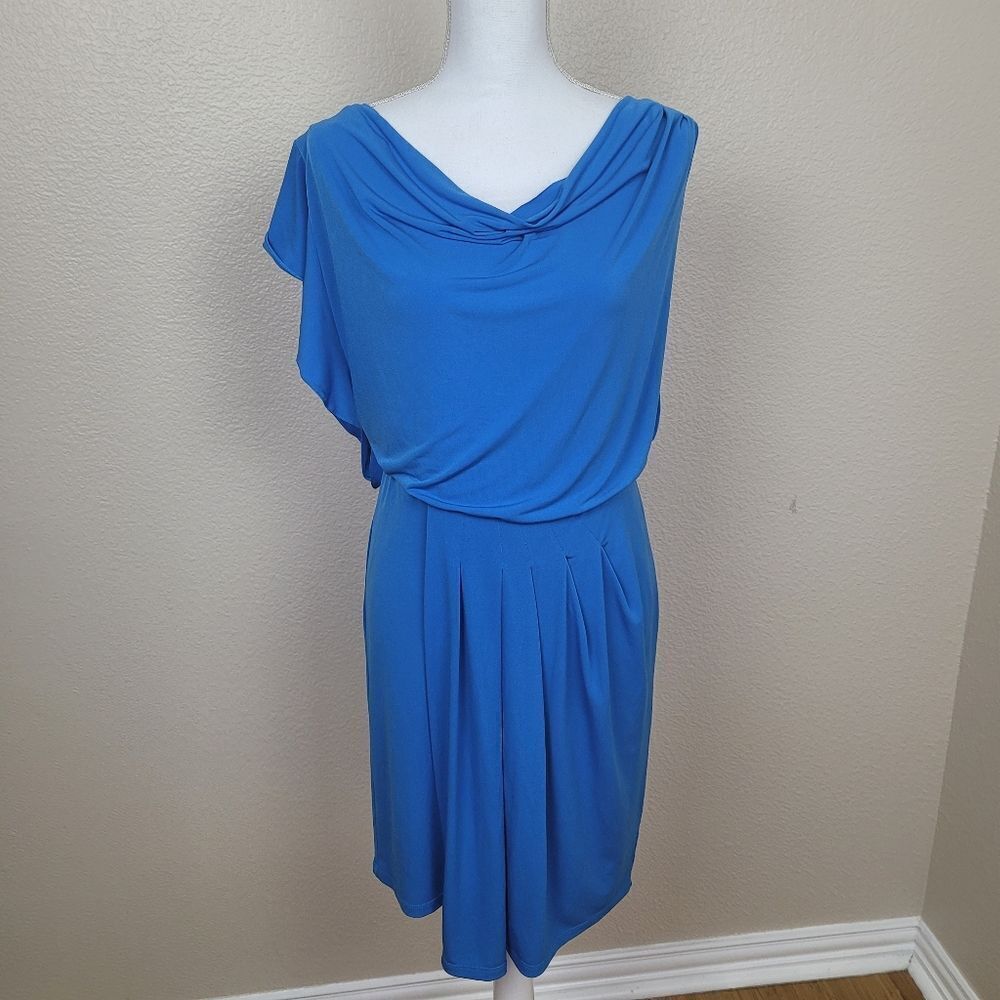Vince Camuto Blue Blouson Drape Dress Size 6 (7209)